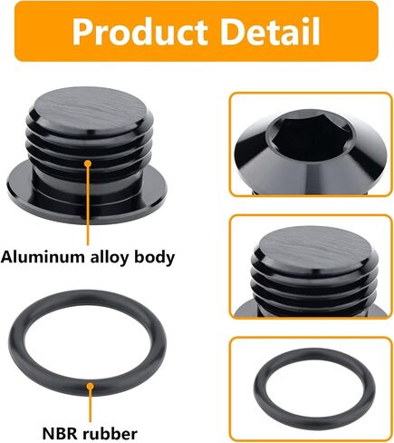 AN6 ORB O Ring AN6 Male Hex Head Socket Port Plug Block Off Fitting Black Aluminum, Pack of 2 in Saudi Arabia