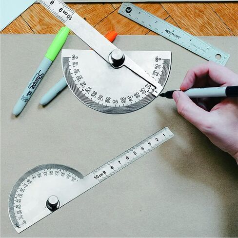 Utoolmart Stainless Steel Protractor 180 Degrees Round Head Angle Finder with 10cm / 3.9-inch Adjustable Arm for Woodworking Drawing in Saudi Arabia