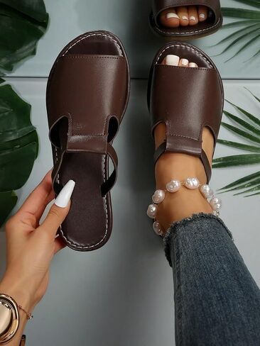 Verdusa Women's Cut Out Slide Sandals Open Toe Summer Flat Sandals Outdoor Shoes in Saudi Arabia