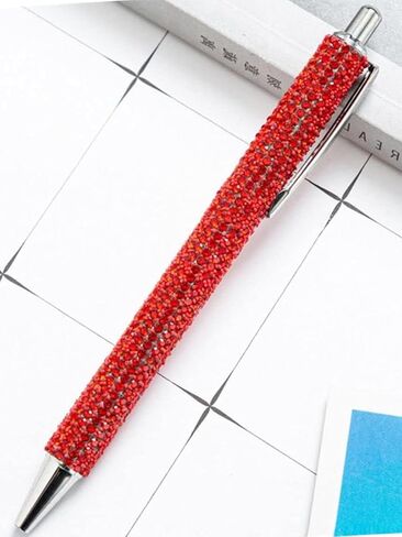Red Rhinestone Bling Metal Ballpoint Pens Stationery Press Pen Black Ink Gift Pens for Women Girls Coworkers Novelty Cool Signature Pen Writing and Correction Supplies Ballpoint Pens Pens and Refills in Saudi Arabia
