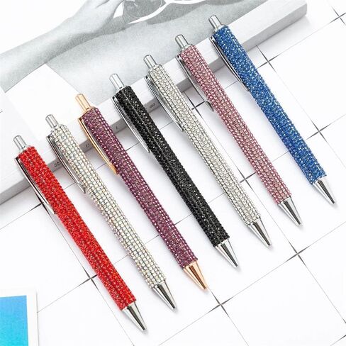 Red Rhinestone Bling Metal Ballpoint Pens Stationery Press Pen Black Ink Gift Pens for Women Girls Coworkers Novelty Cool Signature Pen Writing and Correction Supplies Ballpoint Pens Pens and Refills in Saudi Arabia