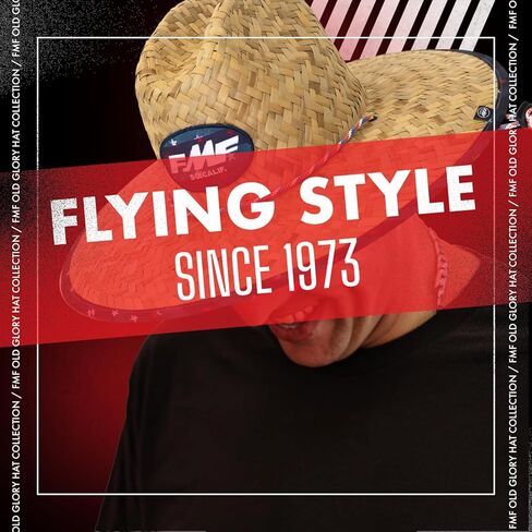 قبعة FMF Old Glory من القش - قبعة شمسية من القش ذات حافة عريضة لحارس الشاطئ - طبيعية للرجال والنساء in Kuwait