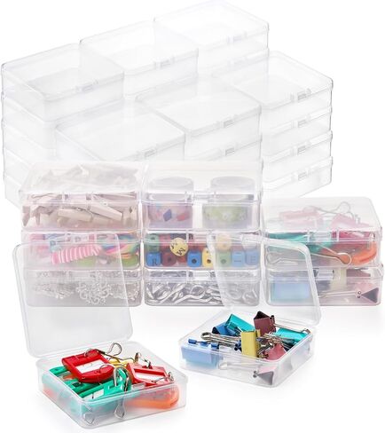 Nicunom 30 Pcs Mini Plastic Storage Containers Box, 3.2 x 3.2 In Small Beads Organizers Clear Mini Storage Boxes Case for Collecting Small Items, Game Pieces, Art Crafts Accessories in Saudi Arabia
