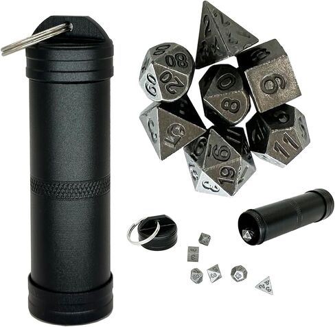 Mini DND Dice Set，Portable Rotary Dice Roller DND Mini Metal Dice Set, Perfect for Dungeons & Dragons, Tabletop RPGs, and Card Games（Silver） in Saudi Arabia