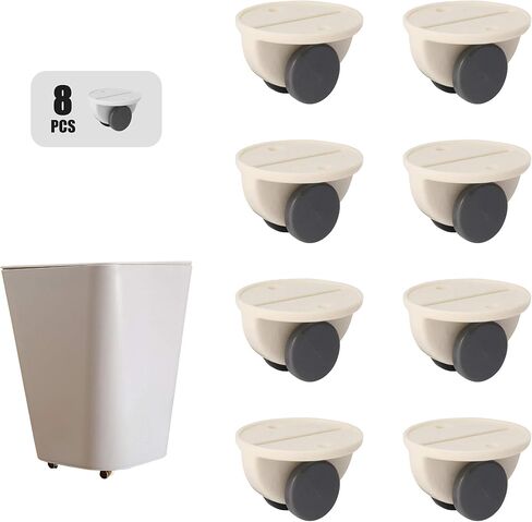 عجلات لاصقة عالمية، عجلات لاصقة، بكرة لصق ذاتية، بكرات بلاستيكية صغيرة لاصقة، للأثاث، صندوق تخزين، كرتون، حاوية، صندوق، محمول/قابل للغسل/متحرك/غير دوار/بدون حفر/سهل التركيب (8 قطع) in Kuwait