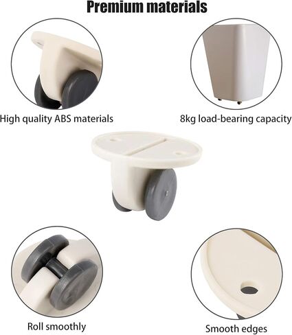 عجلات لاصقة عالمية، عجلات لاصقة، بكرة لصق ذاتية، بكرات بلاستيكية صغيرة لاصقة، للأثاث، صندوق تخزين، كرتون، حاوية، صندوق، محمول/قابل للغسل/متحرك/غير دوار/بدون حفر/سهل التركيب (8 قطع) in Kuwait