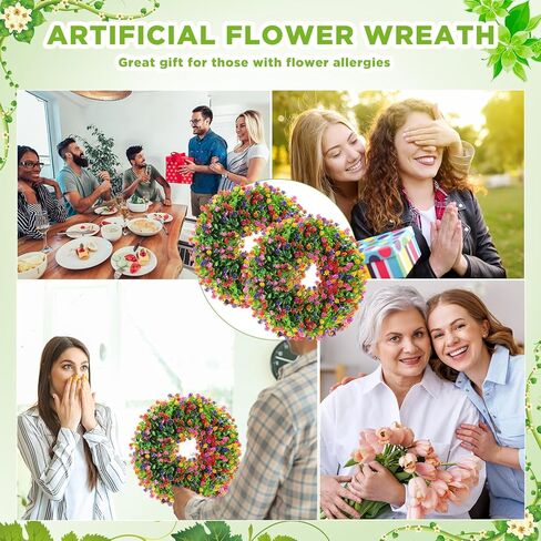 إكليل الباب الربيعي إكليل الباب الصيفي 17.7 بوصة إكليل الزهور أكاليل الزهور الاصطناعية لتزيين الباب الأمامي إكليل الزهور الخضراء للخارجية والداخلية وحفلات الصيف في المنزل in Kuwait
