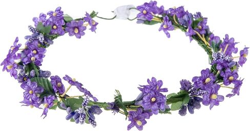 Flower Girl BOHO Floral Crown Wreath Flower Girl Headpiece Flower Crown with Adjustable Ribbon in Saudi Arabia