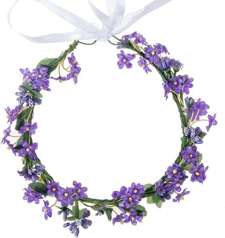 Flower Girl BOHO Floral Crown Wreath Flower Girl Headpiece Flower Crown with Adjustable Ribbon in Saudi Arabia