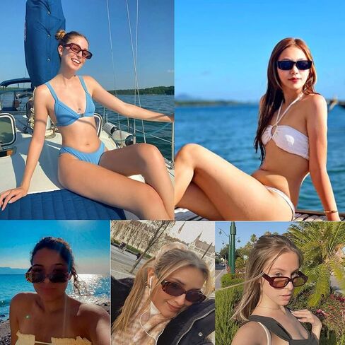 10 Pack Small Rectangle Sunglasses Women Retro Square Glasses Vintage Thick Frame Eyewear Party Glasses Bulk for Women Girls in Kuwait