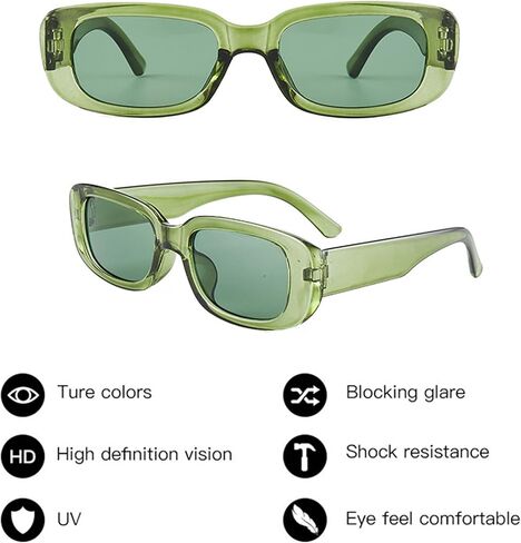 10 Pack Small Rectangle Sunglasses Women Retro Square Glasses Vintage Thick Frame Eyewear Party Glasses Bulk for Women Girls in Kuwait