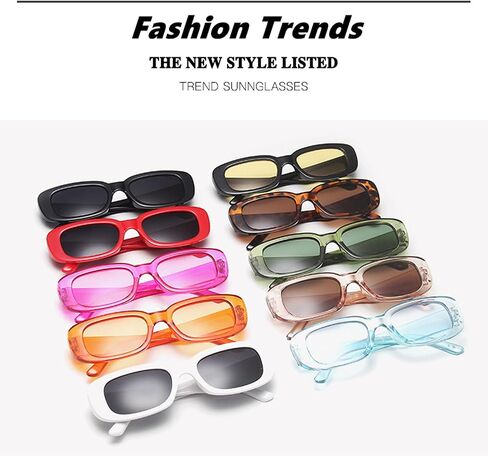 10 Pack Small Rectangle Sunglasses Women Retro Square Glasses Vintage Thick Frame Eyewear Party Glasses Bulk for Women Girls in Kuwait