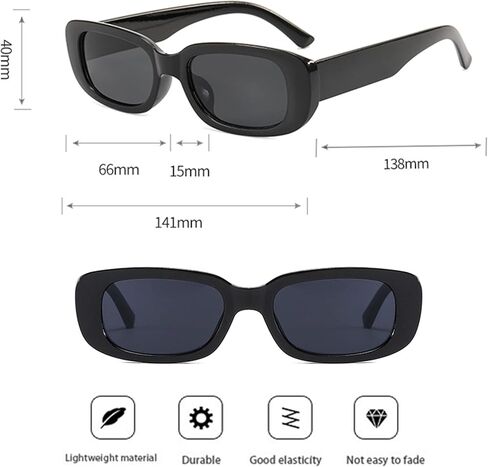 10 Pack Small Rectangle Sunglasses Women Retro Square Glasses Vintage Thick Frame Eyewear Party Glasses Bulk for Women Girls in Kuwait