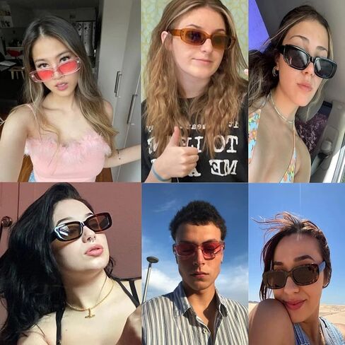 10 Pack Small Rectangle Sunglasses Women Retro Square Glasses Vintage Thick Frame Eyewear Party Glasses Bulk for Women Girls in Kuwait