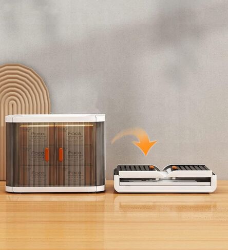 صندوق تخزين سطح المكتب Oneshow، منظم سطح المكتب، صندوق تخزين مستحضرات التجميل والعناية بالبشرة، تخزين اللوازم المكتبية، بلاستيكي قابل للطي، صندوق تخزين قابل للتكديس (عبوة واحدة) in Kuwait