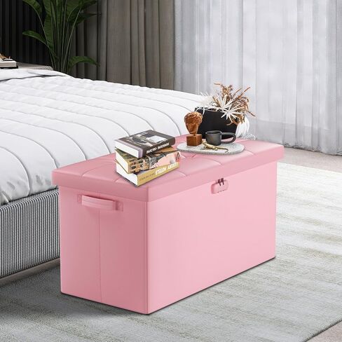 Tamfile 30 بوصة مقعد تخزين قابل للطي مع قفل، حماية الخصوصية، مقعد تخزين لغرفة النوم والممر، نهاية بني مقاوم للحريق من مقعد السرير مع مقعد مبطن بالرغوة، مقعد مسند قدم طويل in Kuwait