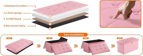 Tamfile 30 بوصة مقعد تخزين قابل للطي مع قفل، حماية الخصوصية، مقعد تخزين لغرفة النوم والممر، نهاية بني مقاوم للحريق من مقعد السرير مع مقعد مبطن بالرغوة، مقعد مسند قدم طويل in Kuwait