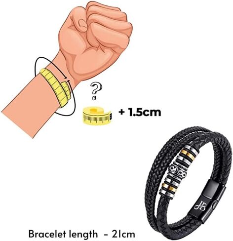 صندوق المجوهرات | سوار مضفر من الجلد الطبيعي الفاخر للرجال باللون الأسود | مشبك مغناطيسي من الفولاذ المقاوم للصدأ باللون الأسود | علبة هدايا مجوهرات فاخرة، جلد in Kuwait