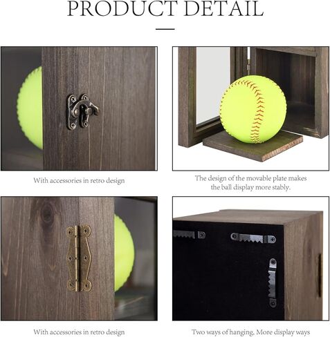 Freezing point 9" Baseball 12" Softball Display Case for Balls Homerun Shadow Box Frame Wall Mount Small Stand Holder Cubes Memorabilia Clear Sport Collectibles Single Gifts for Boys Brown in Kuwait