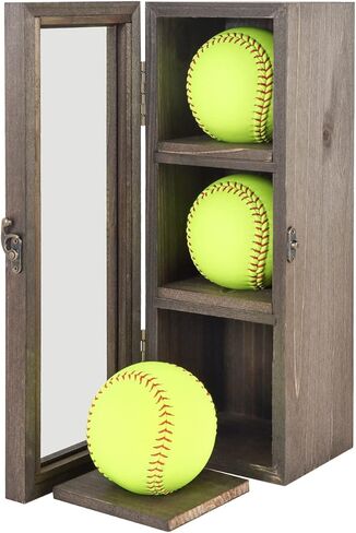 Freezing point 9" Baseball 12" Softball Display Case for Balls Homerun Shadow Box Frame Wall Mount Small Stand Holder Cubes Memorabilia Clear Sport Collectibles Single Gifts for Boys Brown in Kuwait