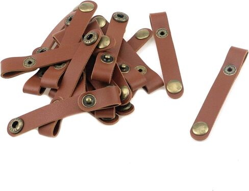 20 قطعة من أشرطة الكابلات الجلدية وربطات الكابلات ومنظمات الكابلات وإدارة الأسلاك لتنظيم أسلاك سماعات الرأس وكابل USB - بني in Kuwait