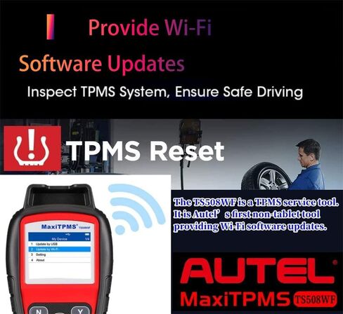 Autel MaxiTPMS TS508WF، أداة برمجة TPMS، أداة Autel TPMS، تحديث مجاني، إعادة تعلم TPMS/إعادة ضبط القراءة/مسح TPMS DTCs، تنشيط مستشعر الإطارات، مستشعر MX البرنامج، أفضل TS408 TS501 TS508 Lite TS900 in Saudi Arabia