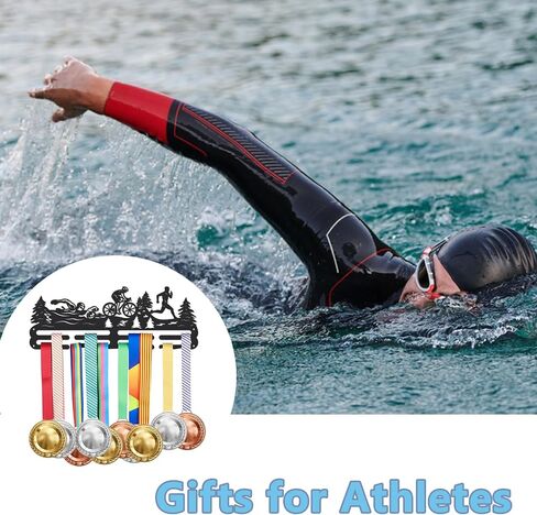 SUPERDANT Triathlon Medal Hanger عرض السباحة الدراجة تشغيل الرياضة جائزة ميداليات حامل جدار جبل الشريط عرض حامل رف شماعات ديكور الحديد حامل معلق للأطفال الترياتلون ماراثون عداء رياضي in Kuwait