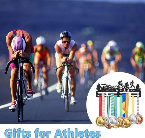 SUPERDANT Triathlon Medal Hanger عرض السباحة الدراجة تشغيل الرياضة جائزة ميداليات حامل جدار جبل الشريط عرض حامل رف شماعات ديكور الحديد حامل معلق للأطفال الترياتلون ماراثون عداء رياضي in Kuwait