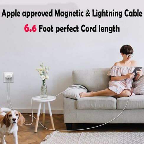 شاحن فائق السرعة لساعة Apple وiPhone، محول شاحن سريع بمنفذ USB C مزدوج بقدرة 40 وات مع كابل ساعة Apple بطول 6 أقدام، وسلك من النوع C إلى Lightning لساعة Apple Series 9/8/7/SE/6/5، وiPhone 14/ 13/12 in Kuwait