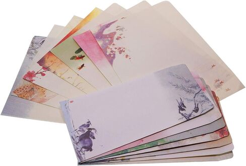 Penta Angel 32 Pcs Vintage Stationery Paper Romantic Love Letter Writing Paper Old Style Poetry Note Card Blank with 16 Cute Retro Envelopes, Stationery Paper and Envelops Set (8 styles) in Saudi Arabia