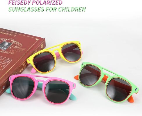 FEISEDY Kids Polarized Sunglasses for Girls Boys Sunglasses Rubber Round Frame UV400 Age 5-12 B2818 in Saudi Arabia
