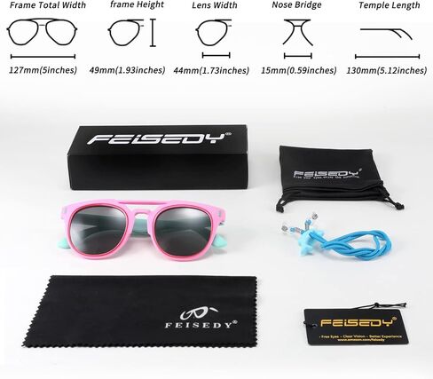 FEISEDY Kids Polarized Sunglasses for Girls Boys Sunglasses Rubber Round Frame UV400 Age 5-12 B2818 in Saudi Arabia