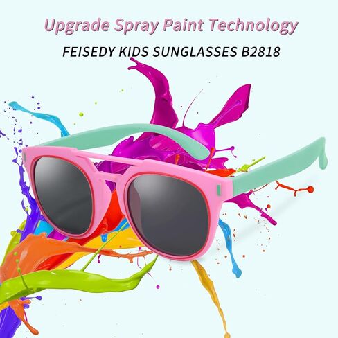 FEISEDY Kids Polarized Sunglasses for Girls Boys Sunglasses Rubber Round Frame UV400 Age 5-12 B2818 in Saudi Arabia