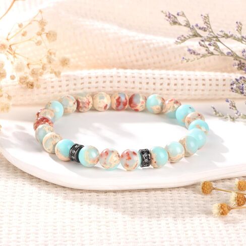 Yiyang 40th 50th 60th 70th 80th Birthday Gifts for Women, Natural Stone Beaded Bracelet Unique Gifts for Women Mom Daughter Sister Wife Grandma in Saudi Arabia