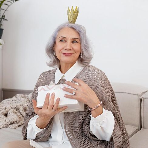 Yiyang 40th 50th 60th 70th 80th هدايا عيد ميلاد للنساء، الحجر الطبيعي مطرز سوار هدايا فريدة للنساء أمي ابنة أخت زوجة الجدة in Kuwait