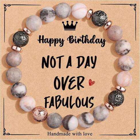 Yiyang 40th 50th 60th 70th 80th هدايا عيد ميلاد للنساء، الحجر الطبيعي مطرز سوار هدايا فريدة للنساء أمي ابنة أخت زوجة الجدة in Kuwait