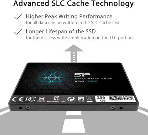 سيليكون باور 256 جيجا SSD 3D NAND A55 SLC Cache Performance Boost SATA III 2.5 بوصة محرك الحالة الصلبة الداخلي SU256GBSS3A55S25AH in Saudi Arabia