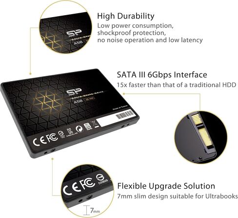 Silicon Power 256GB SSD 3D NAND A55 SLC Cache Performance Boost SATA III 2.5" Internal Solid State Drive SU256GBSS3A55S25AH in Kuwait