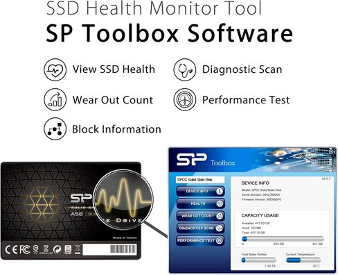 Silicon Power 256GB SSD 3D NAND A55 SLC Cache Performance Boost SATA III 2.5" Internal Solid State Drive SU256GBSS3A55S25AH in Kuwait