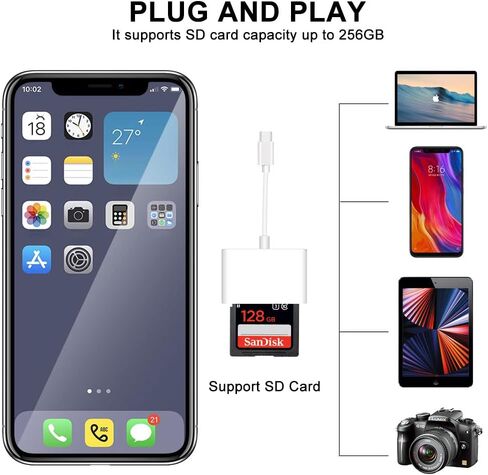 SD Card Reader, Seminer USB C to SD Card Camera Reader Adapter with Type-C and OTG Function Compatible with Samsung S20/S10/Note, 2018Pad Pro, Google Pixel, MacBook, White in Saudi Arabia
