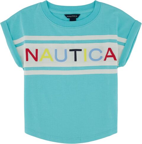 Nautica Girls' Short Sleeve Graphic Logo T-Shirt, Everyday Casual Wear, Soft & Comfortable Fit in Saudi Arabia