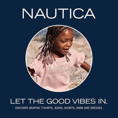 Nautica Girls' Short Sleeve Graphic Logo T-Shirt, Everyday Casual Wear, Soft & Comfortable Fit in Saudi Arabia