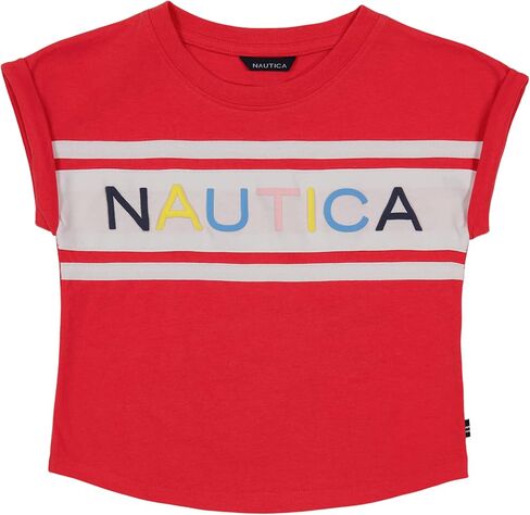 Nautica Girls' Short Sleeve Graphic Logo T-Shirt, Everyday Casual Wear, Soft & Comfortable Fit in Saudi Arabia