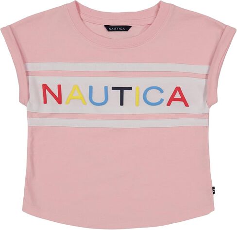 Nautica Girls' Short Sleeve Graphic Logo T-Shirt, Everyday Casual Wear, Soft & Comfortable Fit in Saudi Arabia