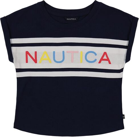 Nautica Girls' Short Sleeve Graphic Logo T-Shirt, Everyday Casual Wear, Soft & Comfortable Fit in Saudi Arabia