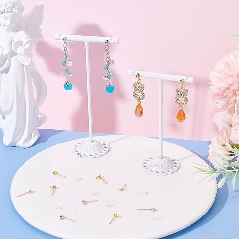 64 قطعة من BENECREAT أقراط كروية مطلية بالذهب الحقيقي عيار 18 قيراط، 4 ألوان من النحاس الدائري مع حلقات أفقية لصنع أقراط متدلية للمجوهرات، الفتحة: 1.2 مم in Kuwait