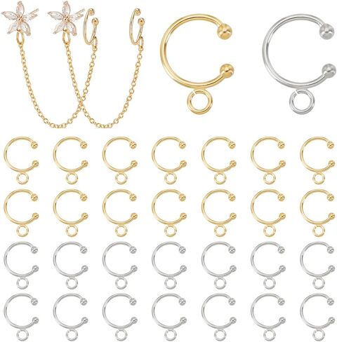 UNICRAFTALE 12Pcs 2 Color DIY Ear Cuff Brass Earrings Cuffs Punk Ear Wrap Earrings Cuffs Accessaries with 3 Loop 50mm Long Ear Cuff for Non Piercing Earring Making in Saudi Arabia