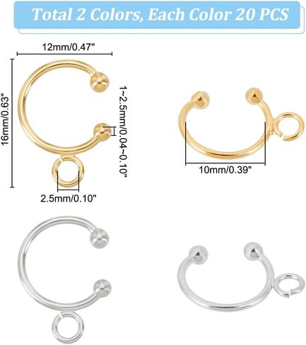 UNICRAFTALE 12Pcs 2 Color DIY Ear Cuff Brass Earrings Cuffs Punk Ear Wrap Earrings Cuffs Accessaries with 3 Loop 50mm Long Ear Cuff for Non Piercing Earring Making in Saudi Arabia