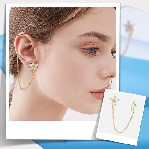UNICRAFTALE 12Pcs 2 Color DIY Ear Cuff Brass Earrings Cuffs Punk Ear Wrap Earrings Cuffs Accessaries with 3 Loop 50mm Long Ear Cuff for Non Piercing Earring Making in Saudi Arabia