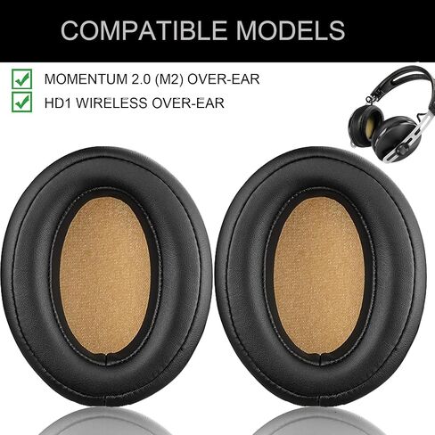 وسائد أذن بديلة لسماعات Sennheiser Momentum 2.0 (Momentum 2, M2)، HD1 حول الأذن، وسائد الأذن مع رغوة عازلة للضوضاء عالية الكثافة، مصنوعة من الجلد - أسود in Saudi Arabia